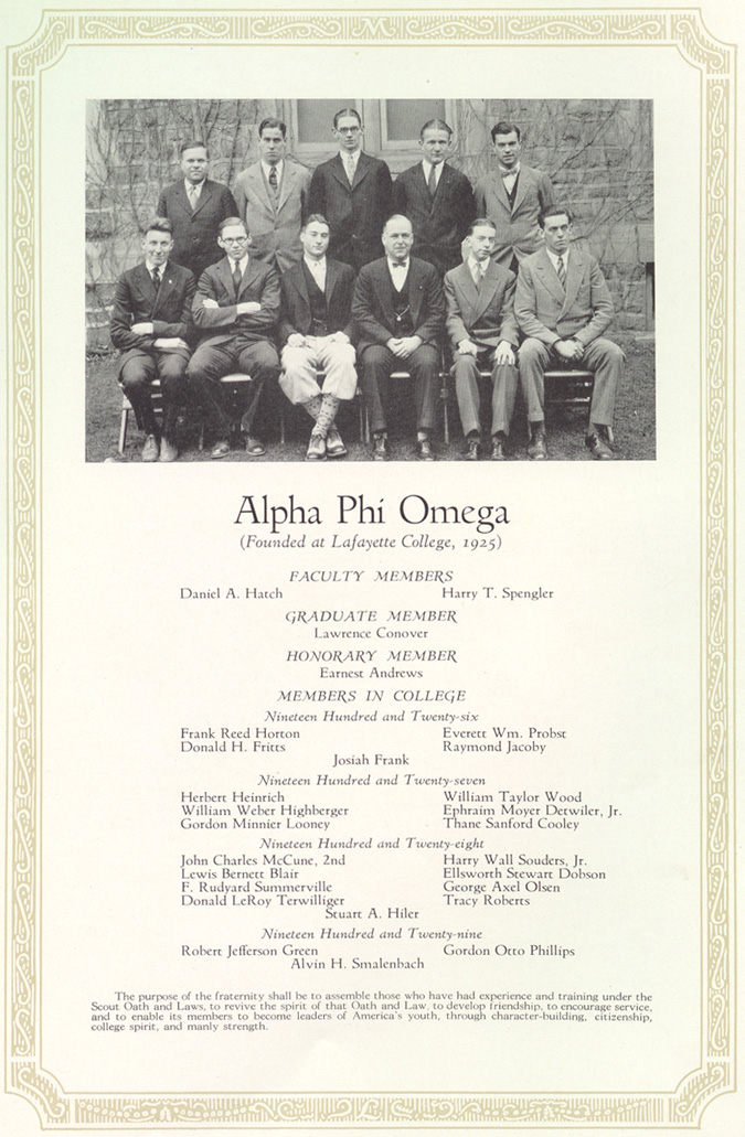 Historical Background Alpha Phi Omega Chapter Records 1925 1990