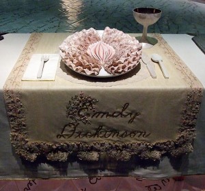 The Dinner Table: Emily Dickinson, 1974-79, painted ceramic plate.