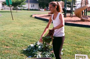Alexa washing and bundling todays harvest