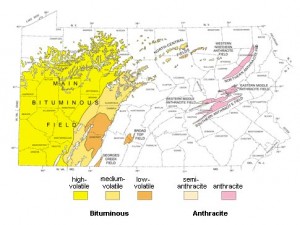 Figure 1 regions of Pennsylvania with coal resources. (US Geological Survey, 2013)