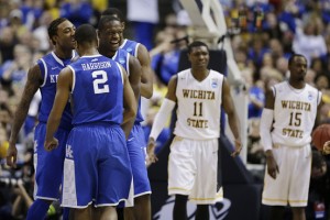Kentucky Freshmen Julius Randle, James Young and A. Harrison celebrate upset of undefeated Wichita State (WSJ)