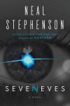 Cover art for the novel Seveneves, which features a close-up of an eye with a blue crescent flare.