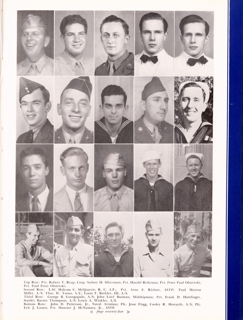 Winkler with the Lafayette men in service from the 1944 Melange yearbook