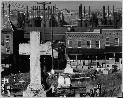 Walker Evans, Bethlehem Graveyard and Steel Mill. Pennsylvania (1935)