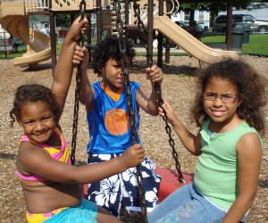 Kids on tireswing