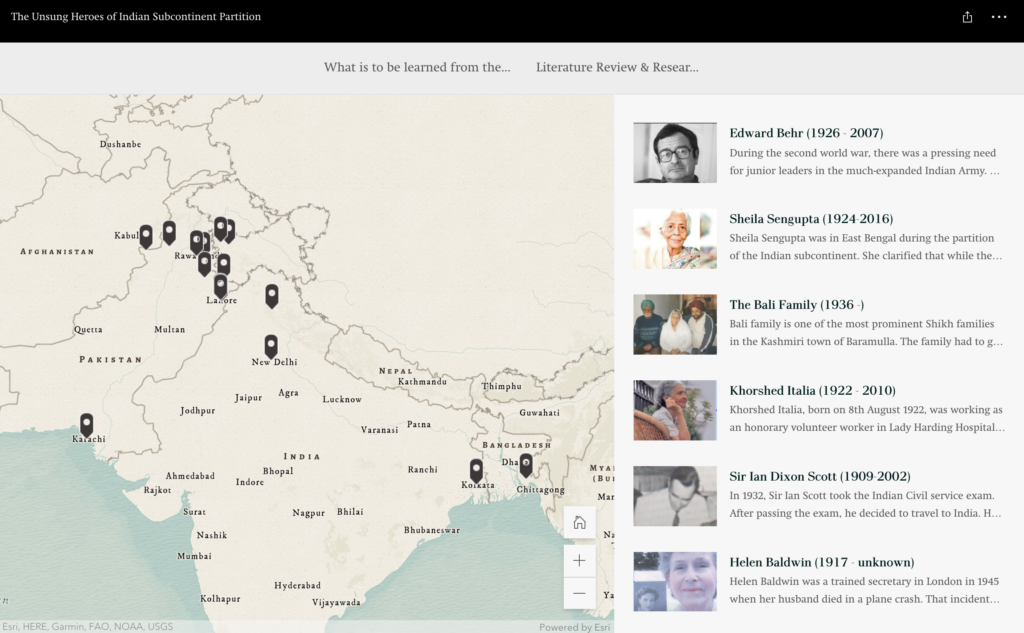 Screenshot of Ali Sultan Sikandar's Unsung Heroes Of The Indian Subcontinent Partition website.