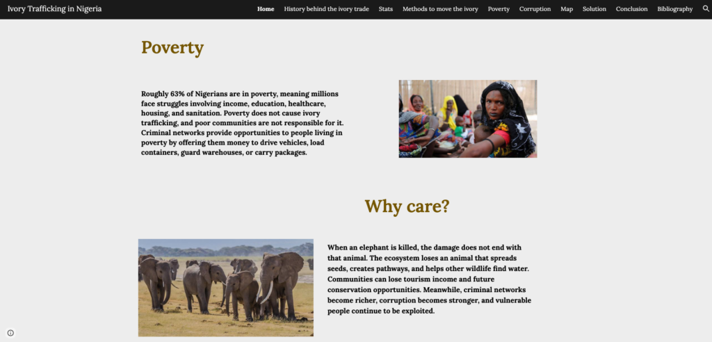 Jada Kinney_Ivory Trafficking and Its Correlation w: Corruption and Poverty in Nigeria_DHSS 2026_Screenshot 
