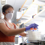 Anna operating the QCM-D in her undergraduate research.