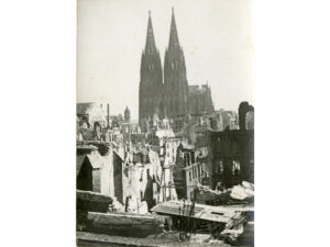 cologne cathedral standing amongst the rubble of cologne