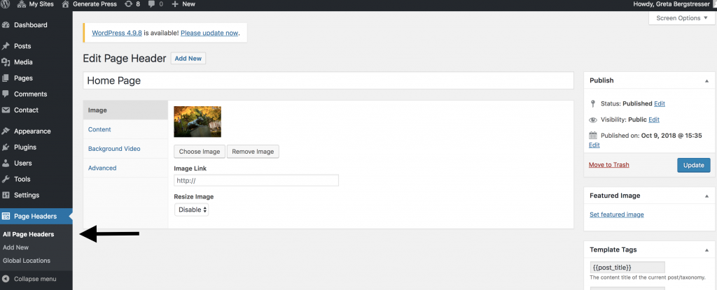 Adding Page Headers