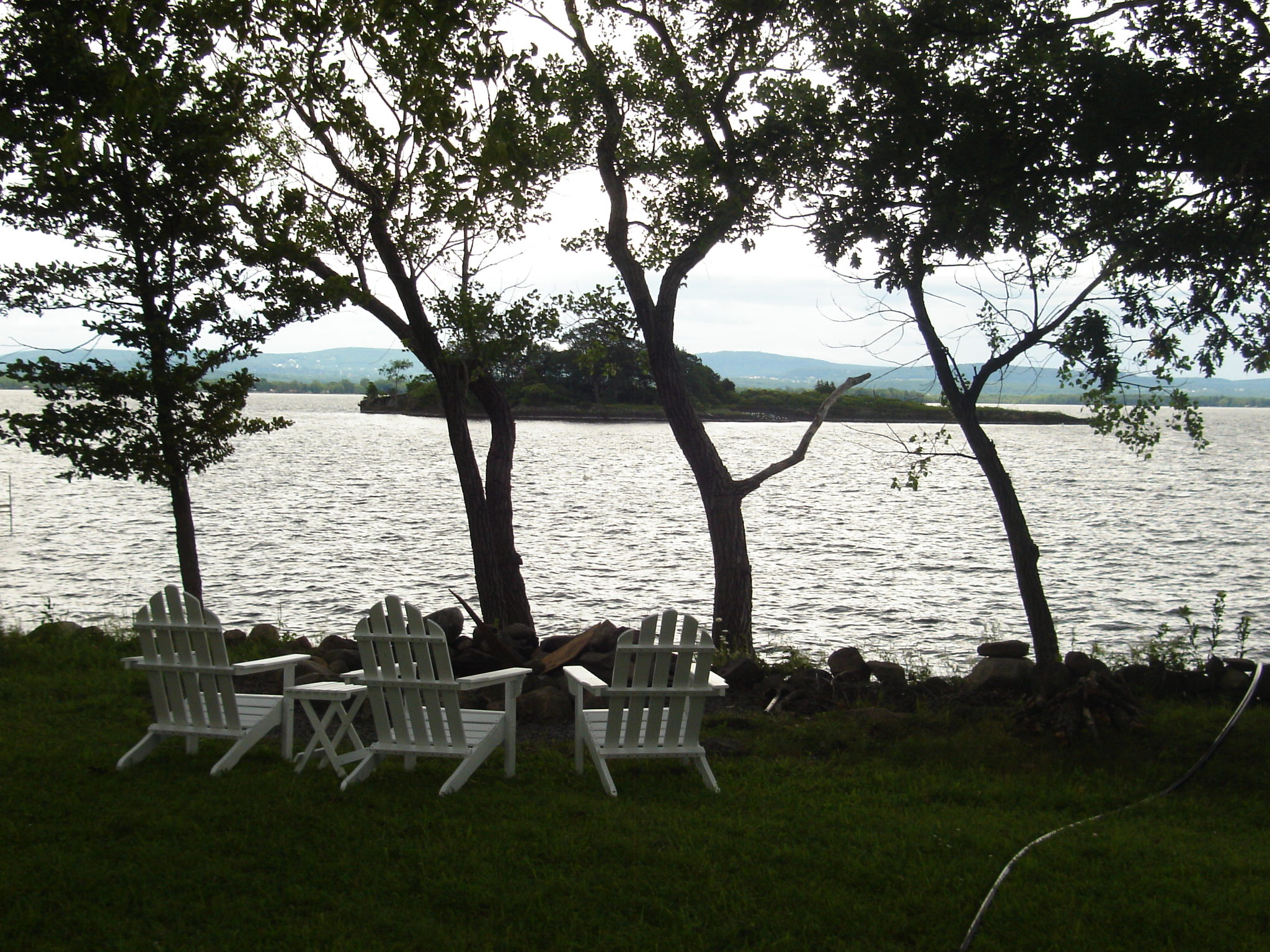 The view of Lake Champlain from the cabin's front yard