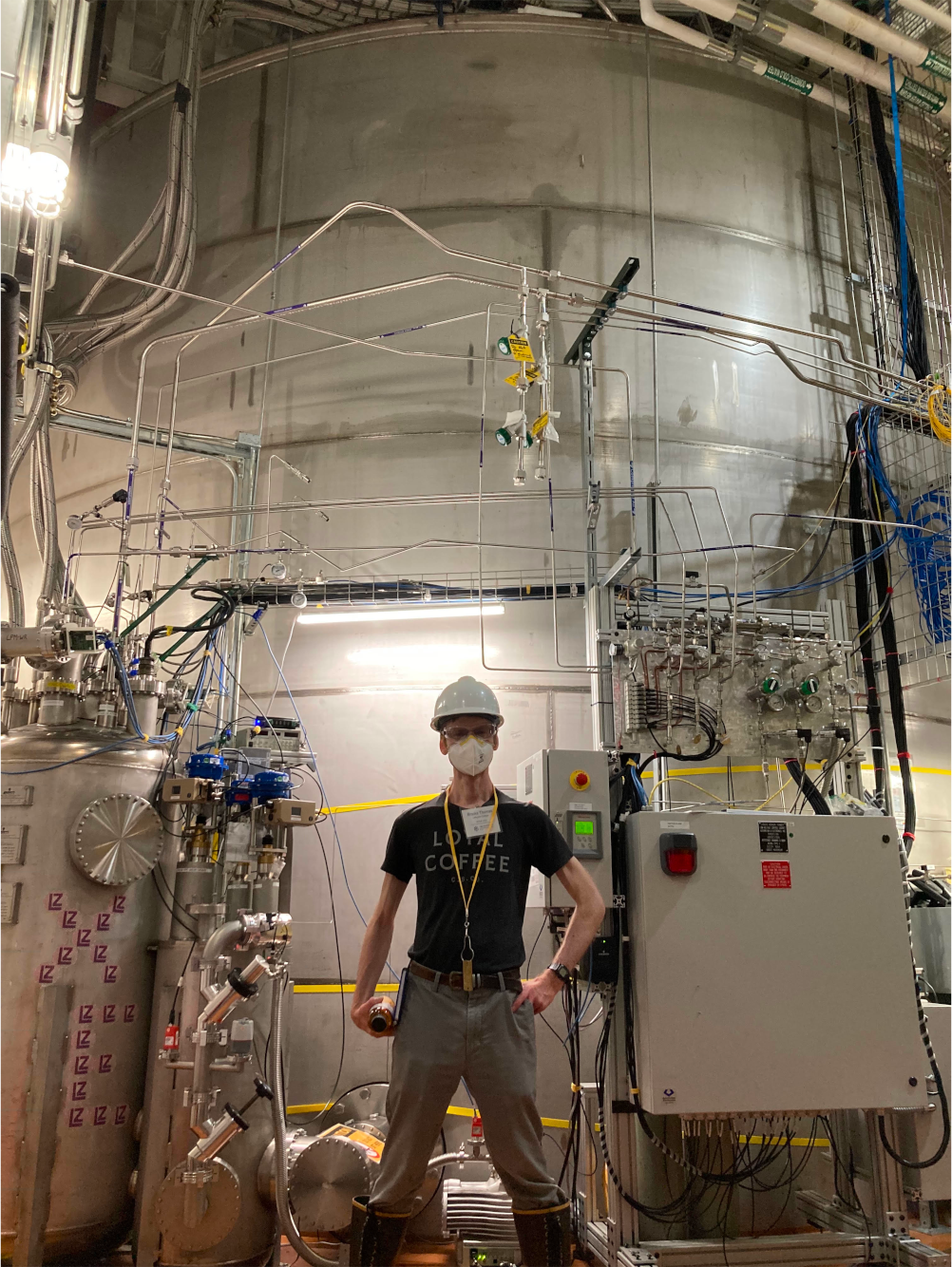 Brooks in front of the LZ dark-matter experiment in Lead, South Dakota
