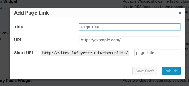 Add Page link options