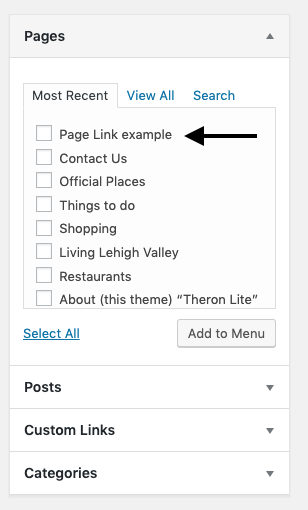 Adding external link URL to menu